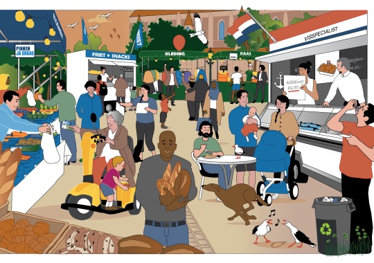 Praatplaat Op de markt
